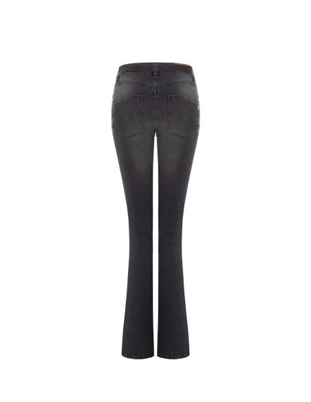 Jeans Flare Elasticizzati Con Cintura Coordinata E Fibbia Logo Rr Rinascimento
