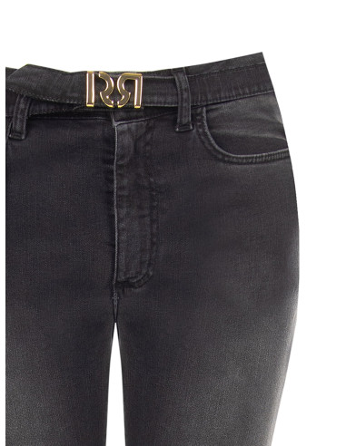 Jeans Flare Elasticizzati Con Cintura Coordinata E Fibbia Logo Rr Rinascimento