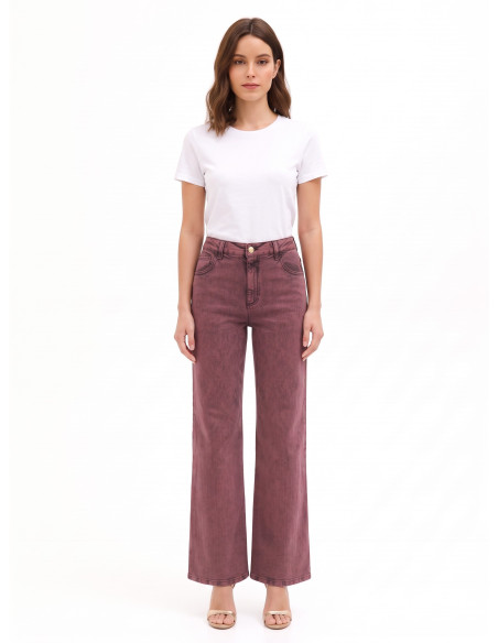 Jeans Wide Leg Elasticizzati Effetto Consumato Rinascimento