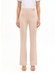 Scuba Crepe Flared Trousers with a Decorative ‘Rinascimento’ Logo Button