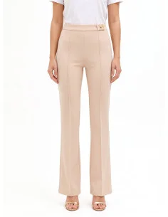 Scuba Crepe Flared Trousers with a Decorative ‘Rinascimento’ Logo Button