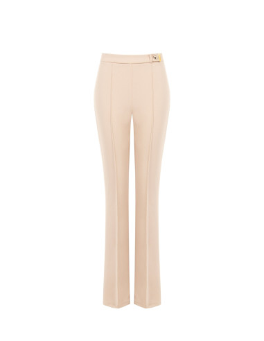Scuba Crepe Flared Trousers with a Decorative ‘Rinascimento’ Logo Button