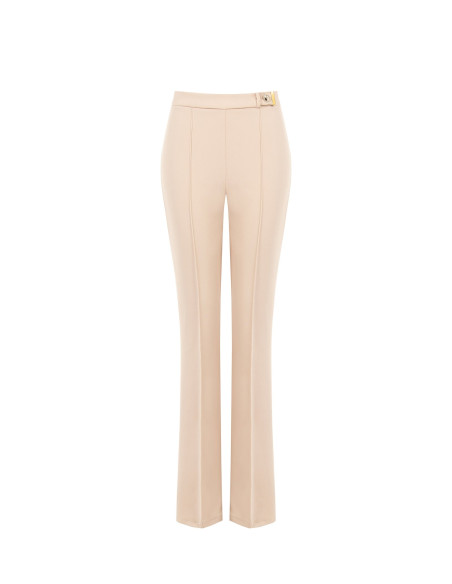 Scuba Crepe Flared Trousers with a Decorative ‘Rinascimento’ Logo Button