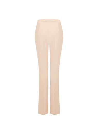 Scuba Crepe Flared Trousers with a Decorative ‘Rinascimento’ Logo Button