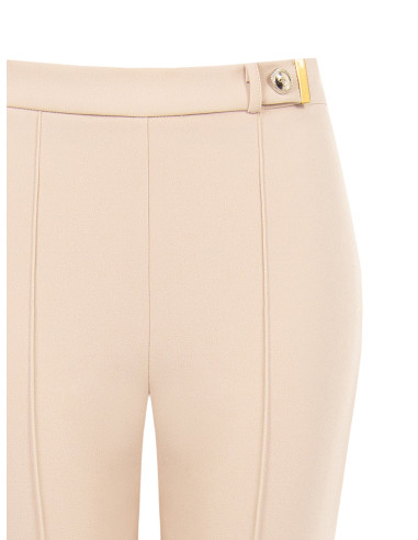 Scuba Crepe Flared Trousers with a Decorative ‘Rinascimento’ Logo Button