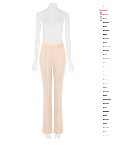 Scuba Crepe Flared Trousers with a Decorative ‘Rinascimento’ Logo Button