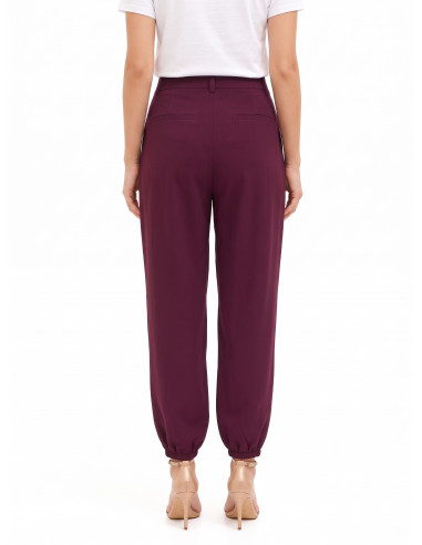Pantalon large à coupe ballon en polyviscose avec plis « Rinascimento »