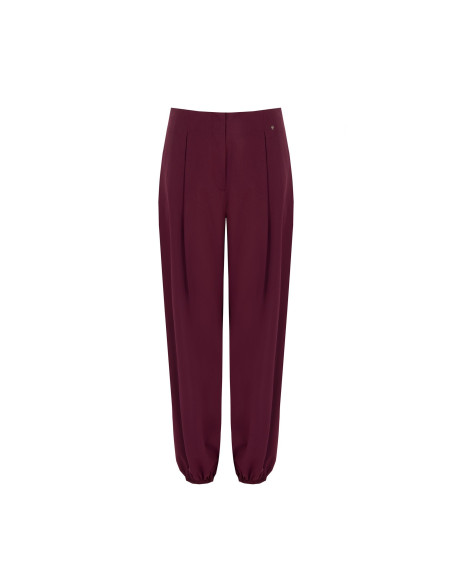 Pantalon large à coupe ballon en polyviscose avec plis « Rinascimento »