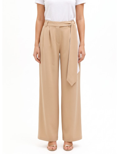 Polyviscose Palazzo Trousers with Integrated Sash by Rinascimento