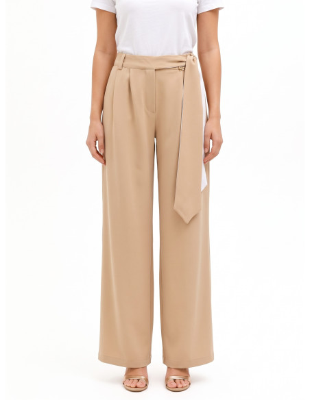 Polyviscose Palazzo Trousers with Integrated Sash by Rinascimento