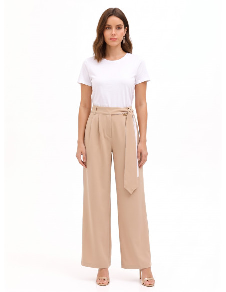 Polyviscose Palazzo Trousers with Integrated Sash by Rinascimento