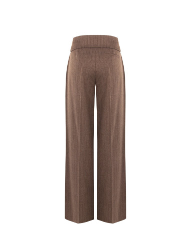 Pantalon palazzo en viscose mélangée, à rayures, avec revers à la taille, Rinascimento