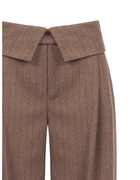 Pantalon palazzo en viscose mélangée, à rayures, avec revers à la taille, Rinascimento