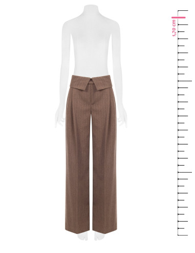 Pantaloni Palazzo In Misto Viscosa A Righe Con Risvolto In Vita Rinascimento