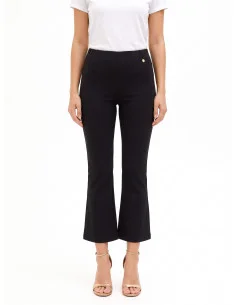Pantaloni Flare Cropped In Misto Viscosa Con Elastico In Vita Rinascimento