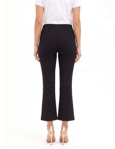 Rinascimento Cropped Flare Trousers in Viscose Blend with an Elasticated Waist