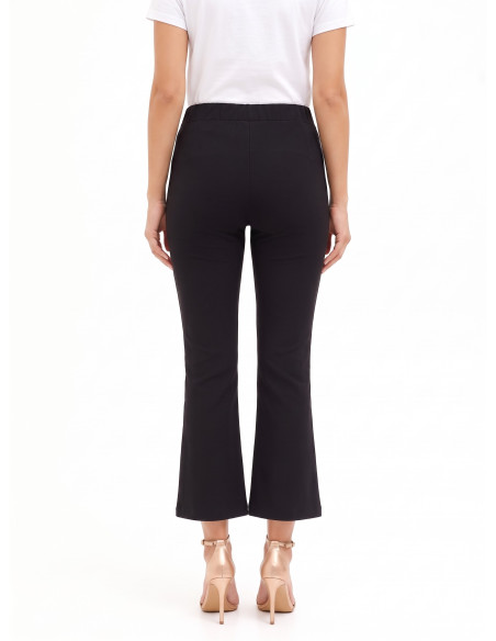 Pantalon évasé court en mélange de viscose avec élastique à la taille – Rinascimento