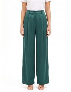Pantaloni Palazzo In Raso Con Tasche E Pinces Rinascimento
