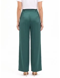 Pantalon palazzo en satin avec poches et pinces « Rinascimento » 2