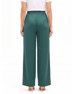 Pantaloni Palazzo In Raso Con Tasche E Pinces Rinascimento 2