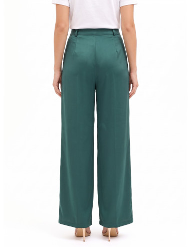 Pantaloni Palazzo In Raso Con Tasche E Pinces Rinascimento
