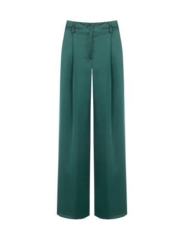 Rinascimento Satin Palazzo Trousers with Pockets and Pleats