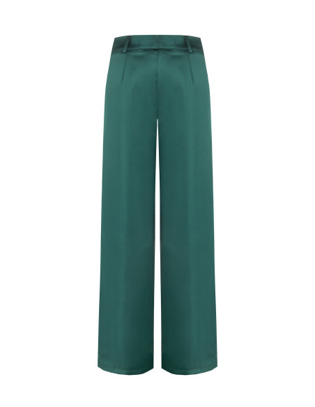 Pantaloni Palazzo In Raso Con Tasche E Pinces Rinascimento