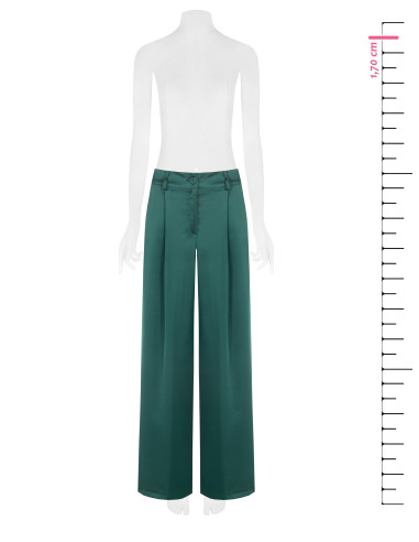 Rinascimento Satin Palazzo Trousers with Pockets and Pleats