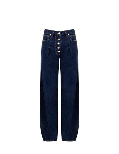 Jeans Wide Leg Con Pinces Rinascimento