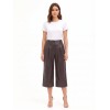 Rinascimento Cropped Faux Leather Trousers with Double Pleats