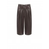Rinascimento Cropped Faux Leather Trousers with Double Pleats