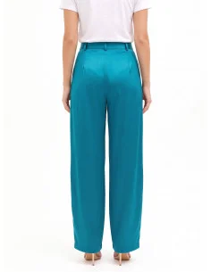 Pantalon palazzo en satin avec poches à plis « Rinascimento » 2