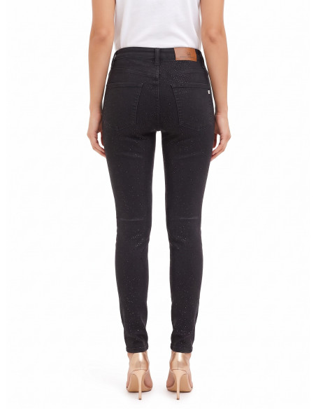 Rinascimento Stretch Skinny Jeans Covered in Sequins on the Front