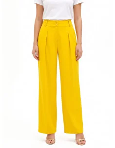 Pantaloni Palazzo In Tessuto Cadi Con Pince Ed Elastico Dietro Rinascimento