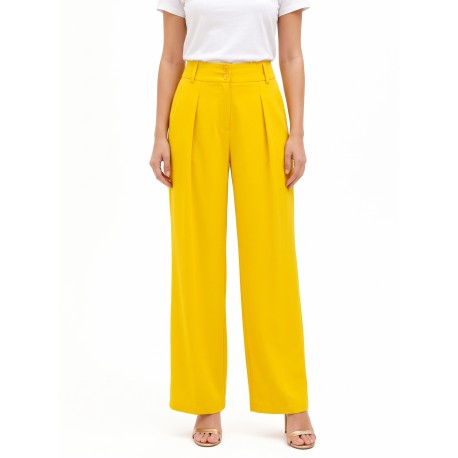 Cadi-fabric Palazzo Trousers with Pleats and an Elasticated Waist at the Back – Rinascimento