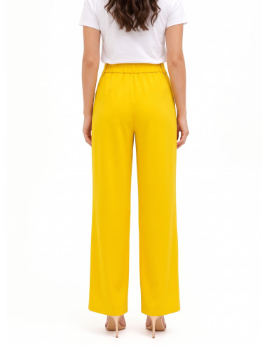 Cadi-fabric Palazzo Trousers with Pleats and an Elasticated Waist at the Back – Rinascimento