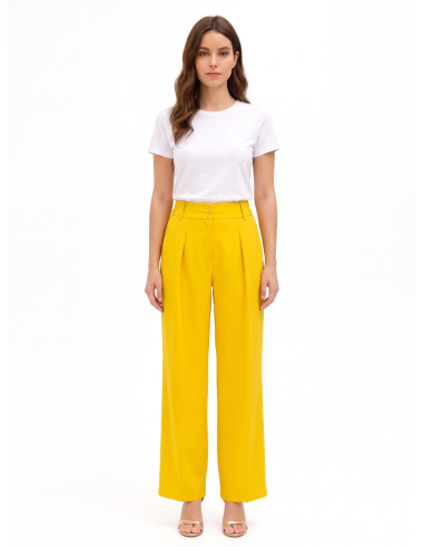 Pantaloni Palazzo In Tessuto Cadi Con Pince Ed Elastico Dietro Rinascimento