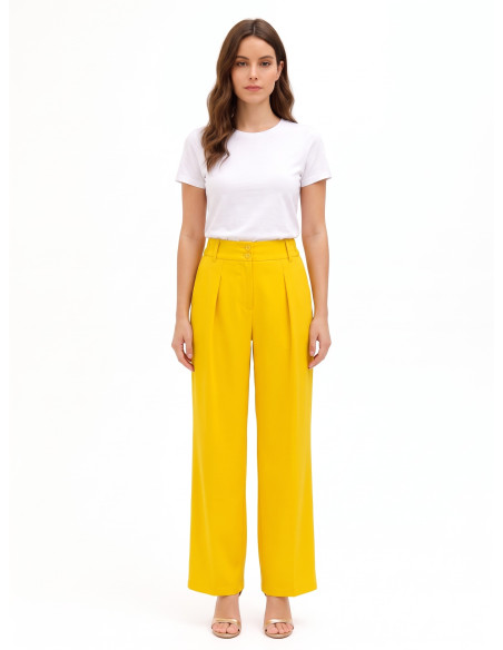 Pantaloni Palazzo In Tessuto Cadi Con Pince Ed Elastico Dietro Rinascimento