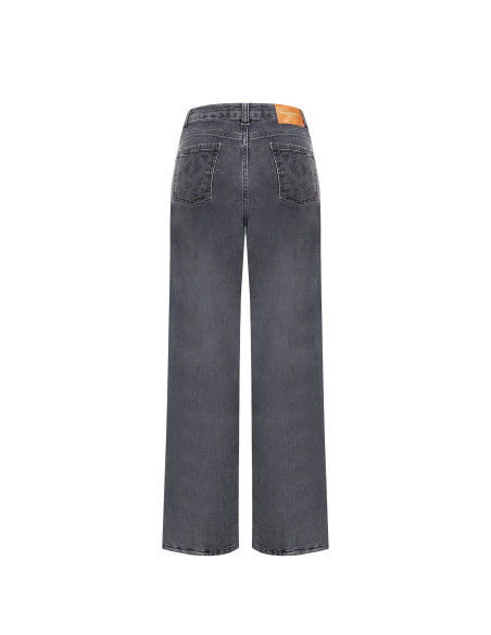 Jeans Straight Sfumati Con Motivo Maculato In Strass Sul Davanti Rinascimento