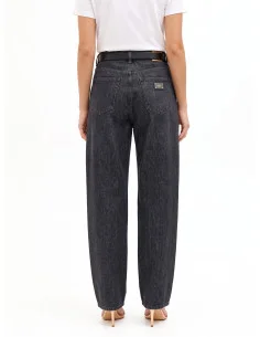 Jeans Wide Leg Con Targhetta Logo Su Tasca Dietro Rinascimento 2