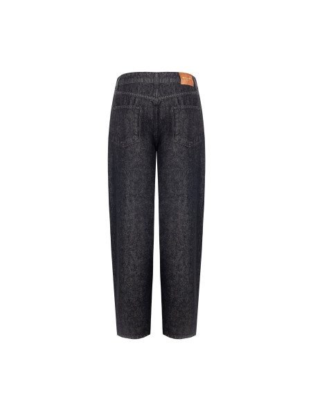 Jeans Wide Leg Con Targhetta Logo Su Tasca Dietro Rinascimento