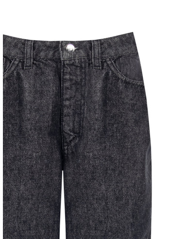 Jeans Wide Leg Con Targhetta Logo Su Tasca Dietro Rinascimento