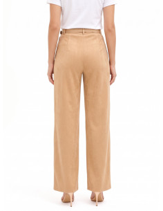 Pantalon palazzo en mélange de viscose effet velours avec fermeture éclair latérale « Rinascimento » 2