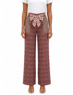 Pantaloni Palazzo Stile Patchwork Con Foulard In Vita Logato Rinascimento