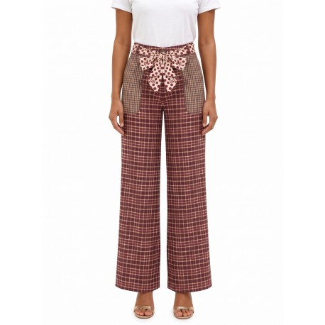 Pantaloni Palazzo Stile Patchwork Con Foulard In Vita Logato Rinascimento