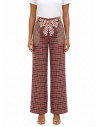 Patchwork-style palazzo trousers with a logoed Rinascimento scarf at the waist