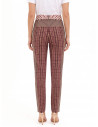 Straight-leg patchwork-style trousers in a viscose blend with a logoed Rinascimento scarf at the waist