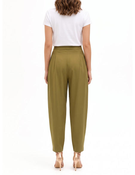 Rinascimento Balloon Trousers in Viscose Blend with Double Pleats