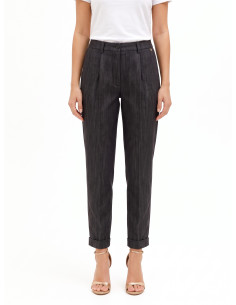 Rinascimento Cigarette-Style Denim Trousers with Turn-ups
