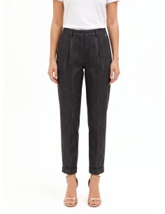 Rinascimento Cigarette-Style Denim Trousers with Turn-ups